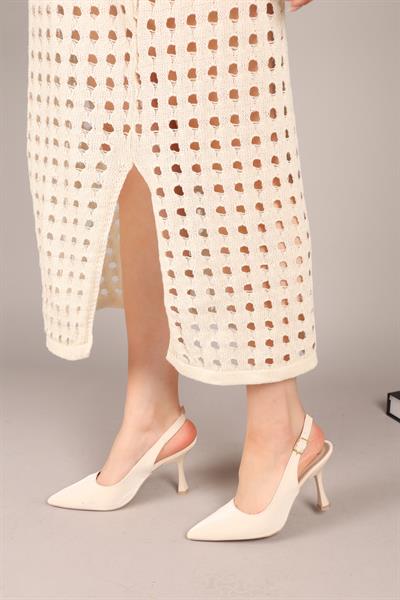 DİANA Kroko Desenli Arkası Açık Stiletto TEN