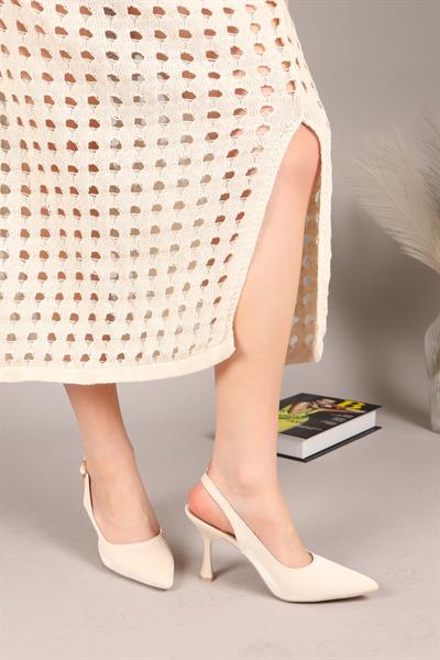 DİANA Kroko Desenli Arkası Açık Stiletto TEN