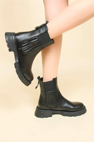 Dikiş Lastikli Bot SİYAH