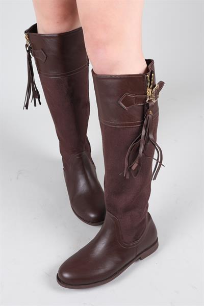 EDIE Cilt Süet Garnili Çizme KAHVERENGİ