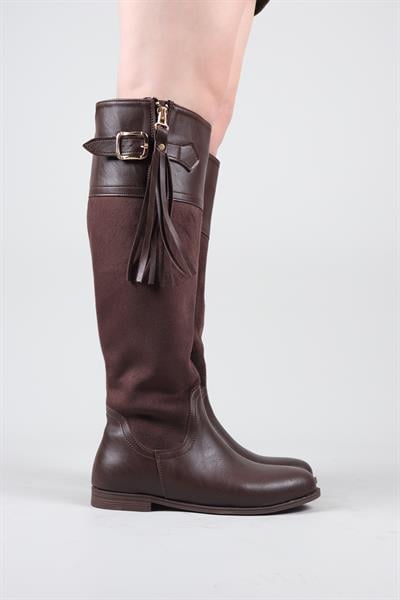 EDIE Cilt Süet Garnili Çizme KAHVERENGİ