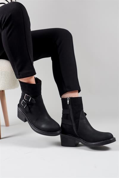 ELİSKA Çift Tokalı Bot SİYAH