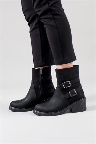 ELİSKA Çift Tokalı Bot SİYAH