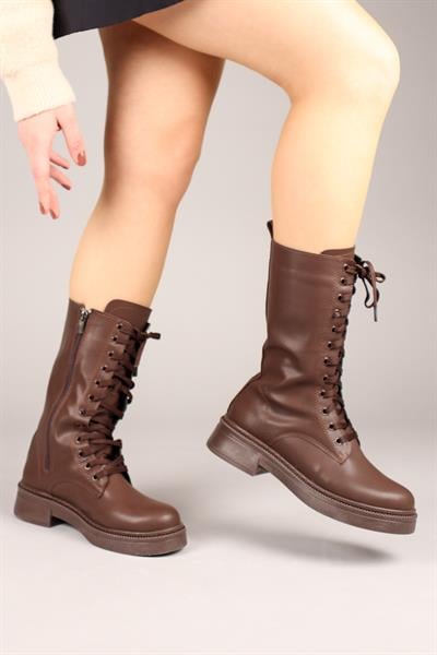 EVA Bağcıklı Yarım Çizme KAHVERENGİ