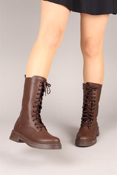 EVA Bağcıklı Yarım Çizme KAHVERENGİ