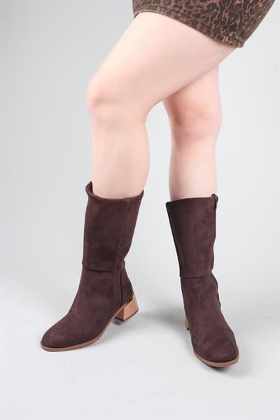 FAYE Süet Yarım Çizme ACI KAHVE