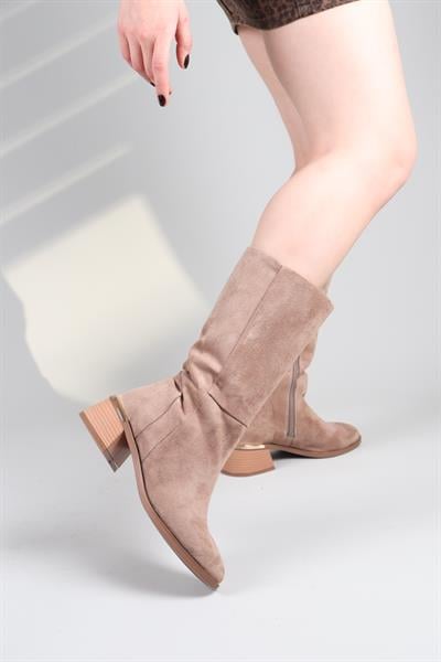 FAYE Süet Yarım Çizme VİZON