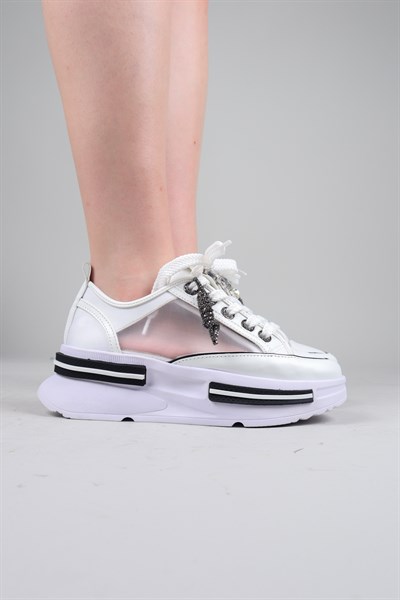 FELI Taş Aksesuarlı File Sneakers BEYAZ