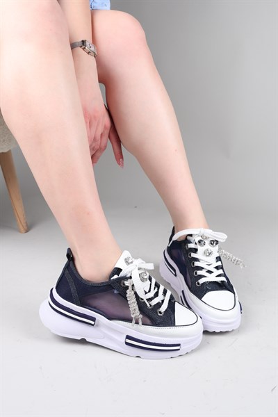 FELI Taş Aksesuarlı File Sneakers LACİVERT