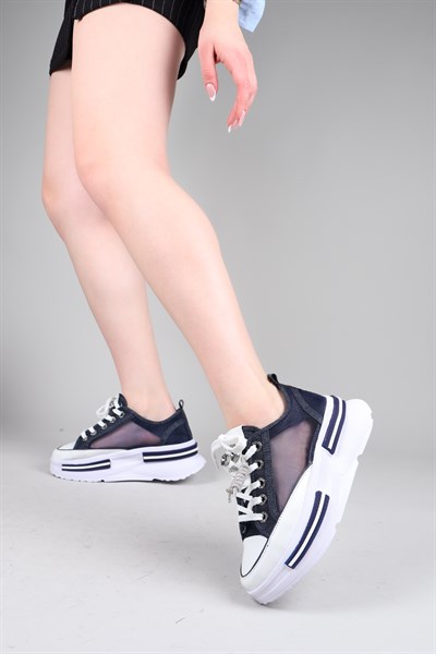 FELI Taş Aksesuarlı File Sneakers LACİVERT