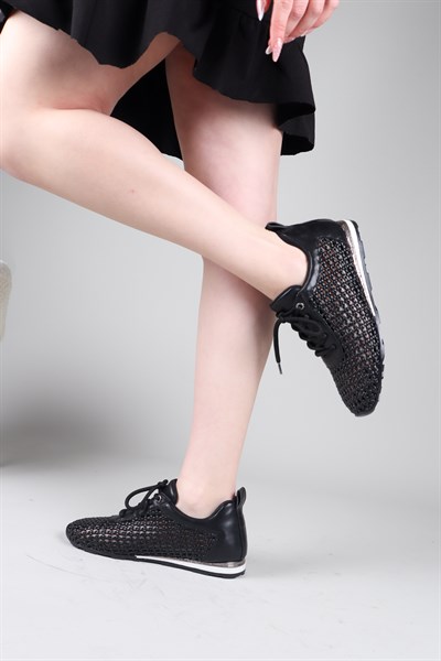FERIS Örgü Detaylı Spor Ayakkabı SİYAH