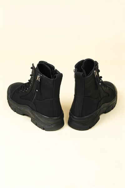 Fermuar ve Dikiş Detaylı Bot SİYAH