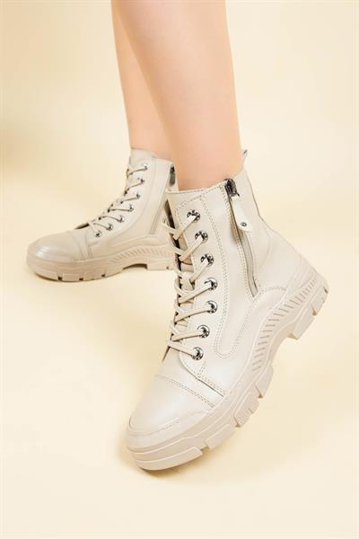 Fermuar ve Dikiş Detaylı Bot TEN