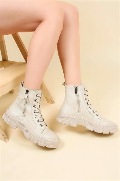 Fermuar ve Dikiş Detaylı Bot TEN