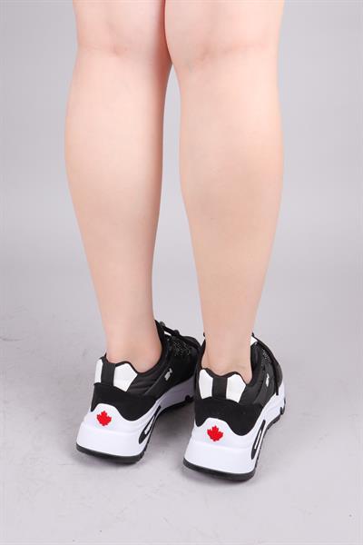 FİER Lastik Bağcık Aksesuarlı Paraşüt Spor Ayakkabı SİYAH