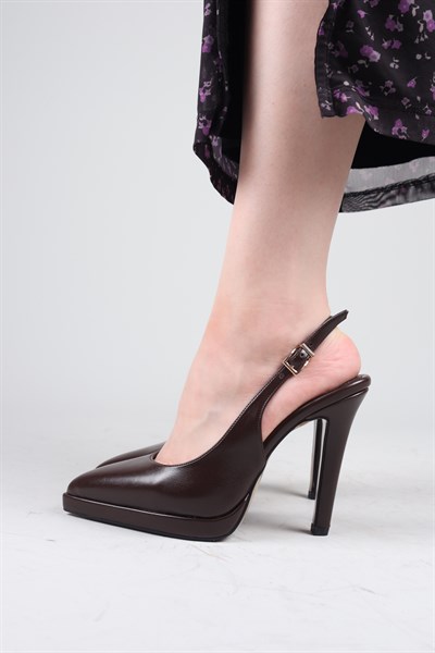FLORANSA Burnu Kapalı Platform Stiletto KAHVERENGİ