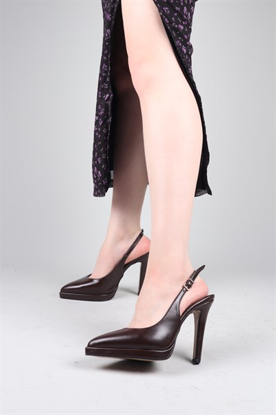 FLORANSA Burnu Kapalı Platform Stiletto KAHVERENGİ