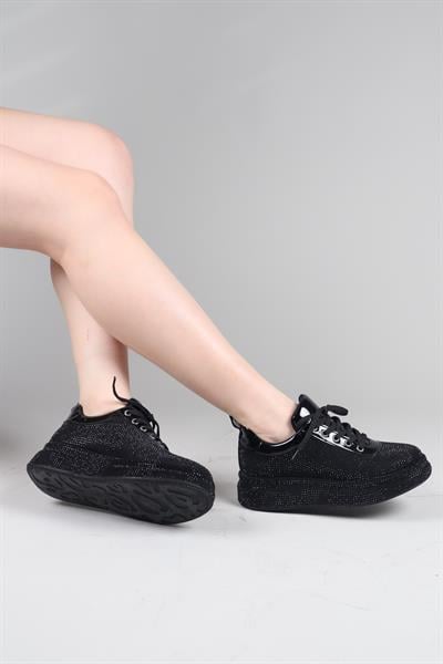 GİNA Sıvama Taşlı Spor Ayakkabı SİYAH