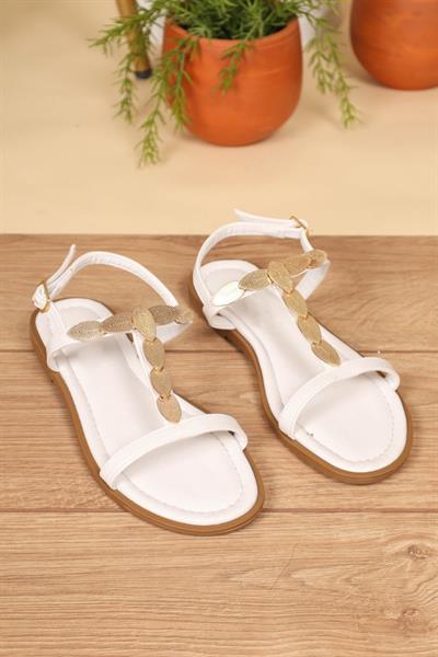 Gold Tokalı Sandalet BEYAZ
