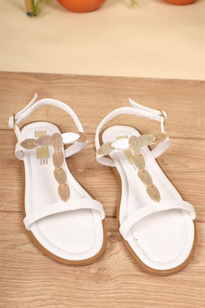 Gold Tokalı Sandalet BEYAZ