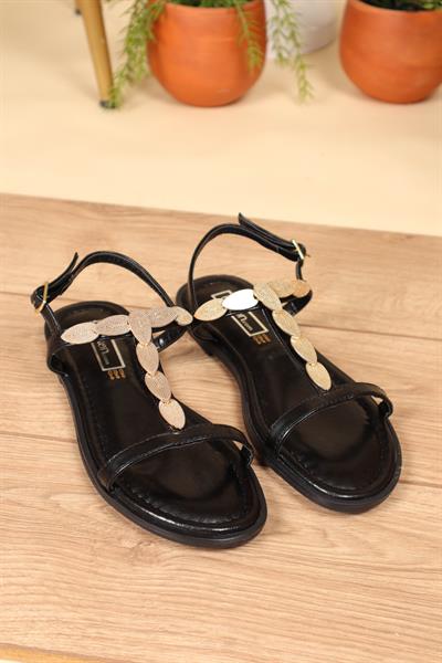 Gold Tokalı Sandalet SİYAH