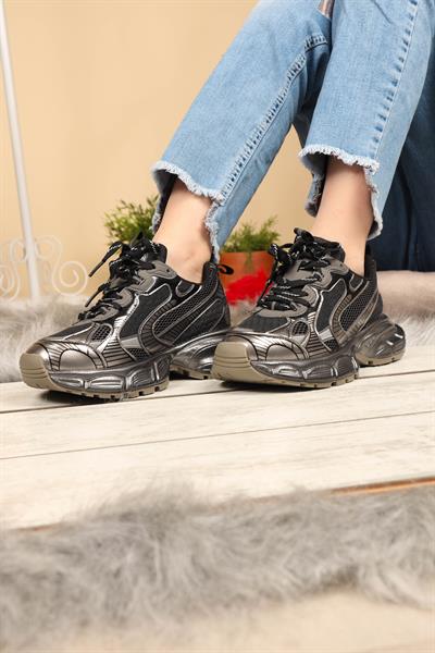 GUJA Cilt File Garnili Kalın Taban  Spor Ayakkabı GRİ