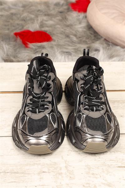 GUJA Cilt File Garnili Kalın Taban  Spor Ayakkabı GRİ