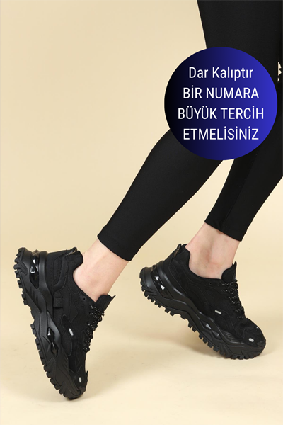 GUJA Cilt Garnili Kalın Tabanlı Kadın Spor Ayakkabı SİYAH