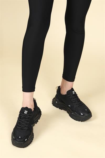 GUJA Cilt Garnili Kalın Tabanlı Kadın Spor Ayakkabı SİYAH