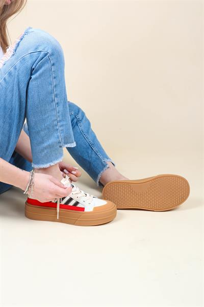 GUJA Cilt Garnili Keten Sneakers KIRMIZI