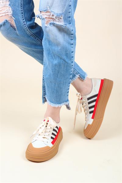 GUJA Cilt Garnili Keten Sneakers KIRMIZI