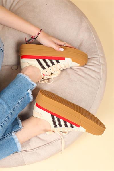 GUJA Cilt Garnili Keten Sneakers KIRMIZI