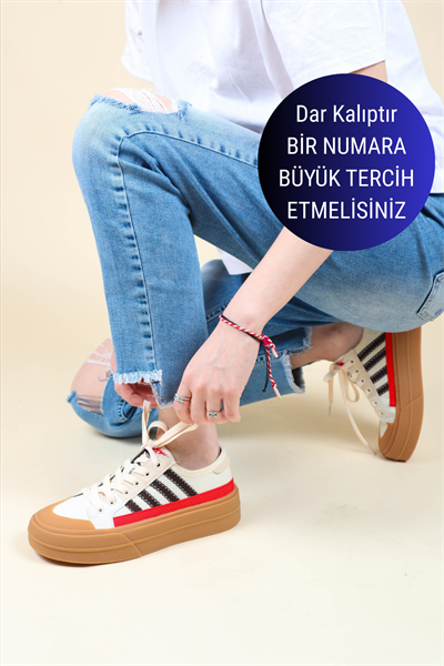 GUJA Cilt Garnili Keten Sneakers KIRMIZI