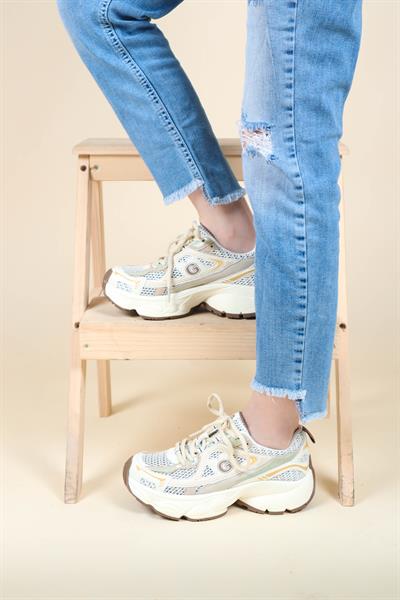 GUJA File Kalın Taban Spor Ayakkabı BEJ