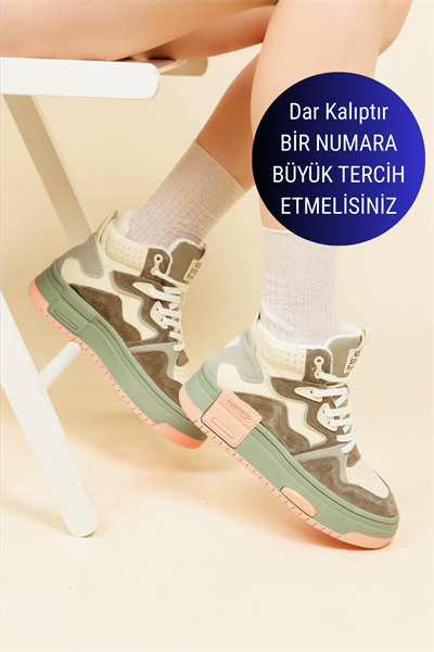 GUJA Garnili Kalın Taban Sneakers YEŞİL