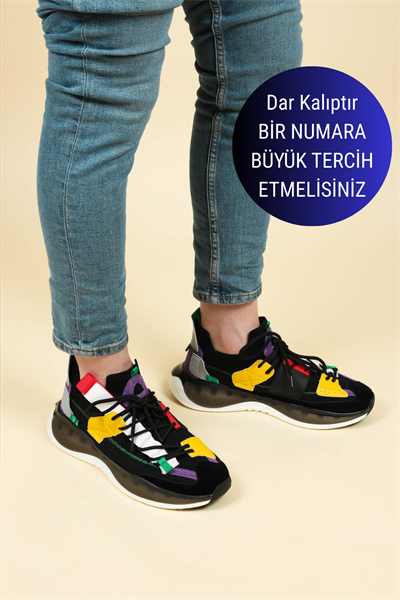 GUJA Renk Garnili Triko Unisex Spor Ayakkabı SİYAH