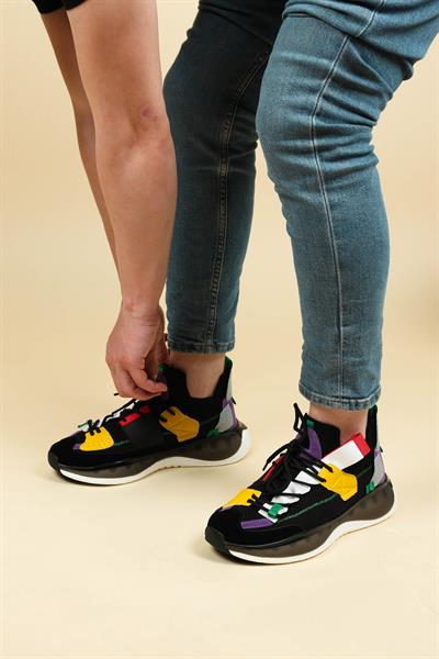 GUJA Renk Garnili Triko Unisex Spor Ayakkabı SİYAH