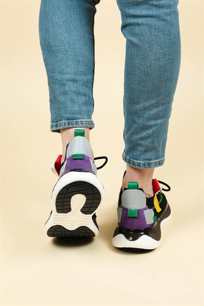 GUJA Renk Garnili Triko Unisex Spor Ayakkabı SİYAH