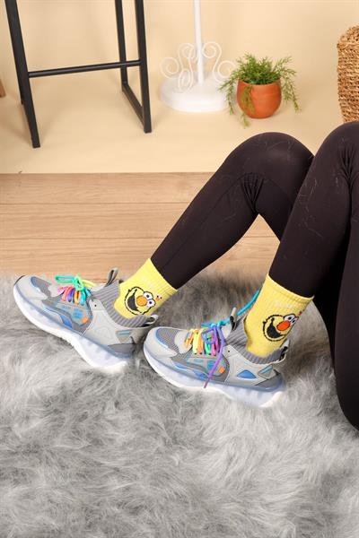 GUJA Renkli Bağcıklı Triko Unisex Spor Ayakkabı GRİ