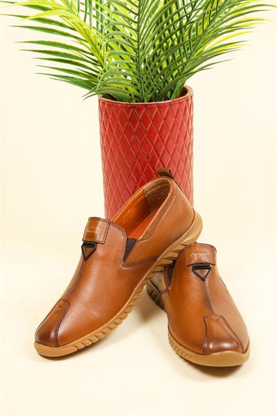 Hakiki Deri Dikiş Detaylı Lastikli Erkek Ayak