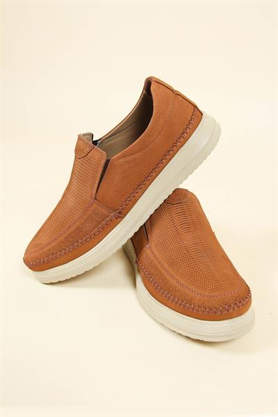 Hakiki Nubuk Lastikli Lazer Detaylı Erkek Aya