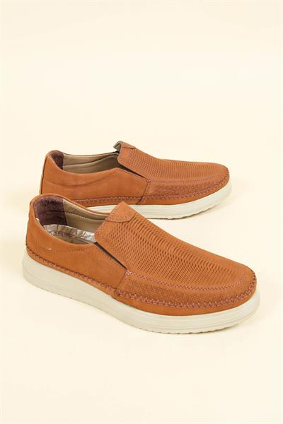 Hakiki Nubuk Lastikli Lazer Detaylı Erkek Aya