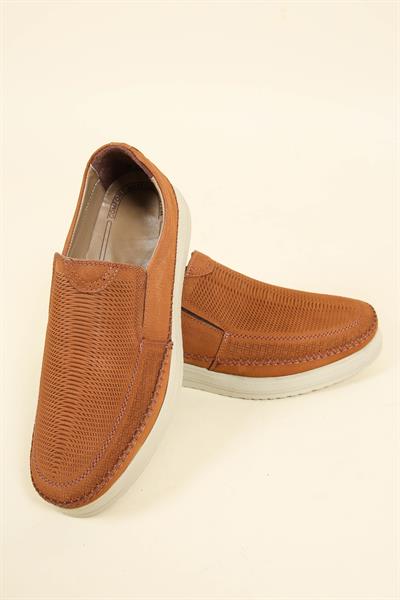 Hakiki Nubuk Lastikli Lazer Detaylı Erkek Aya