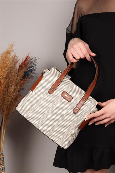 Hasır Baskı Kadın Çanta TABA