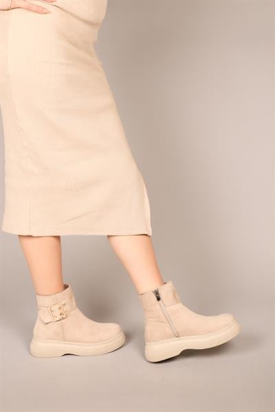 HİLDA Gold Tokalı Süet Bilek Bot TEN