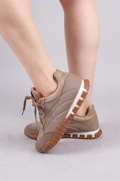 HİMARA Süet-Cilt Garnili Spor Ayakkabı VİZON