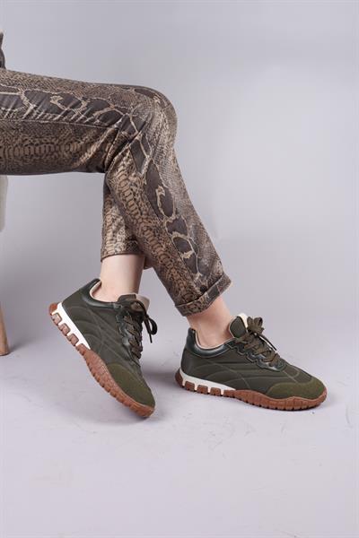 HİMARA Süet-Cilt Garnili Spor Ayakkabı HAKİ