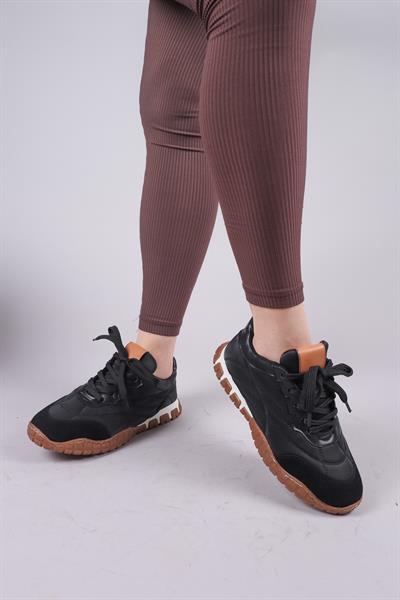 HİMARA Süet-Cilt Garnili Spor Ayakkabı SİYAH