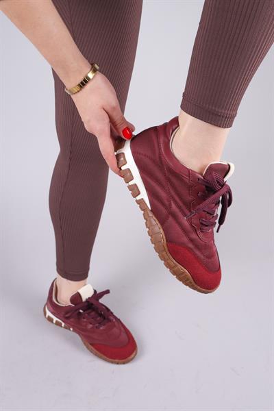 HİMARA Süet-Cilt Garnili Spor Ayakkabı BORDO