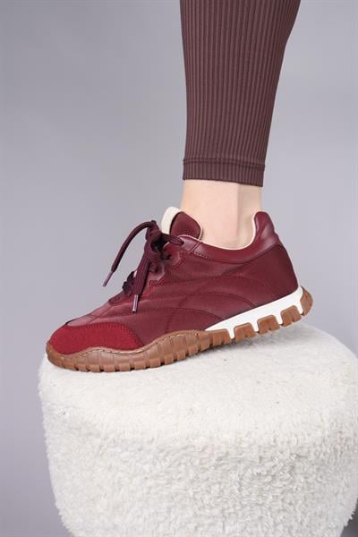 HİMARA Süet-Cilt Garnili Spor Ayakkabı BORDO